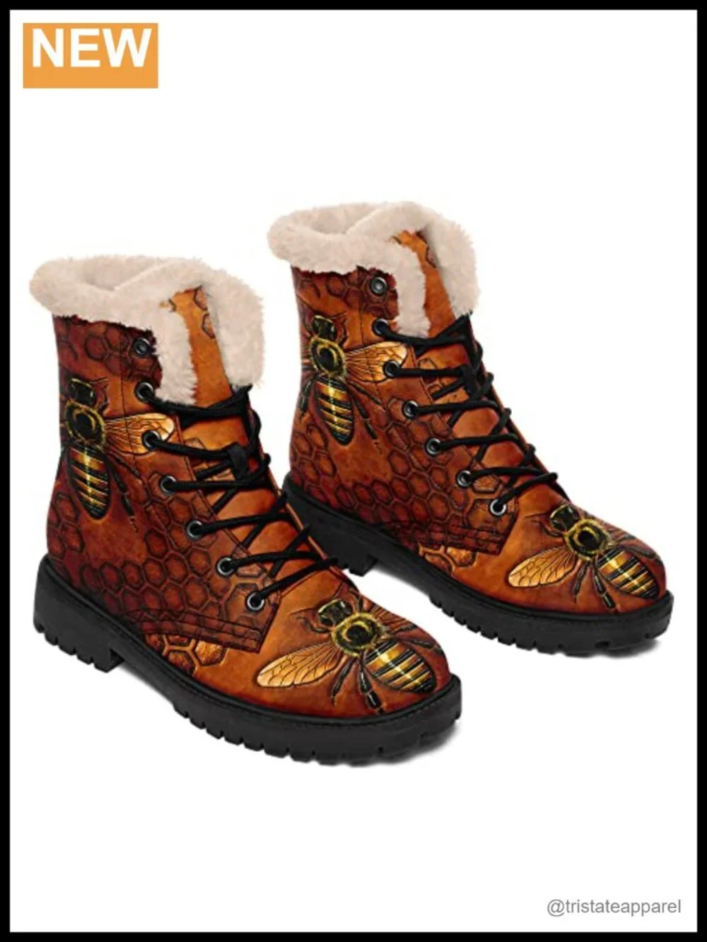 Women's Lace-Up Ankle Boots with Faux Fur Lining, Warm Winter Snow Shoes,